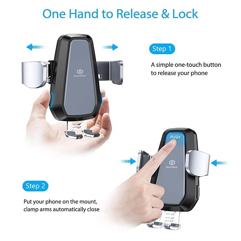 iPhone Wireless Car Charger, Cell Phone Mount Holder Auto Clamping Compatible with iPhone X/XS/XS Max/XR/8/8Plus/Samsung S10/S10+/S10e/S9/S9+/S8/S8+ and etc.