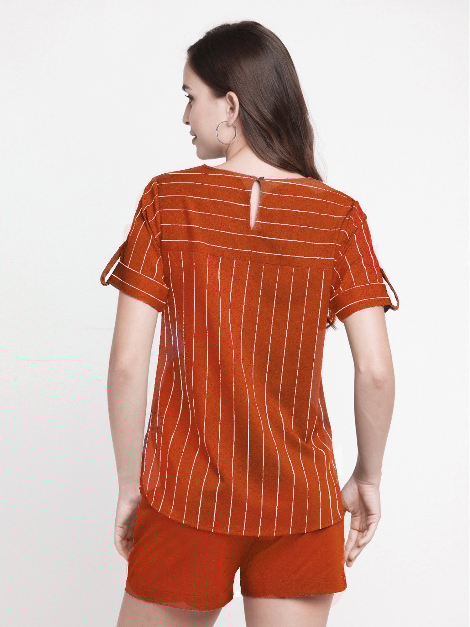 Zink London Brown Striped Top