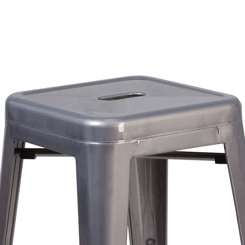 Emma and Oliver 24"H Backless Clear Coated Metal Indoor Barstool with Square Seat