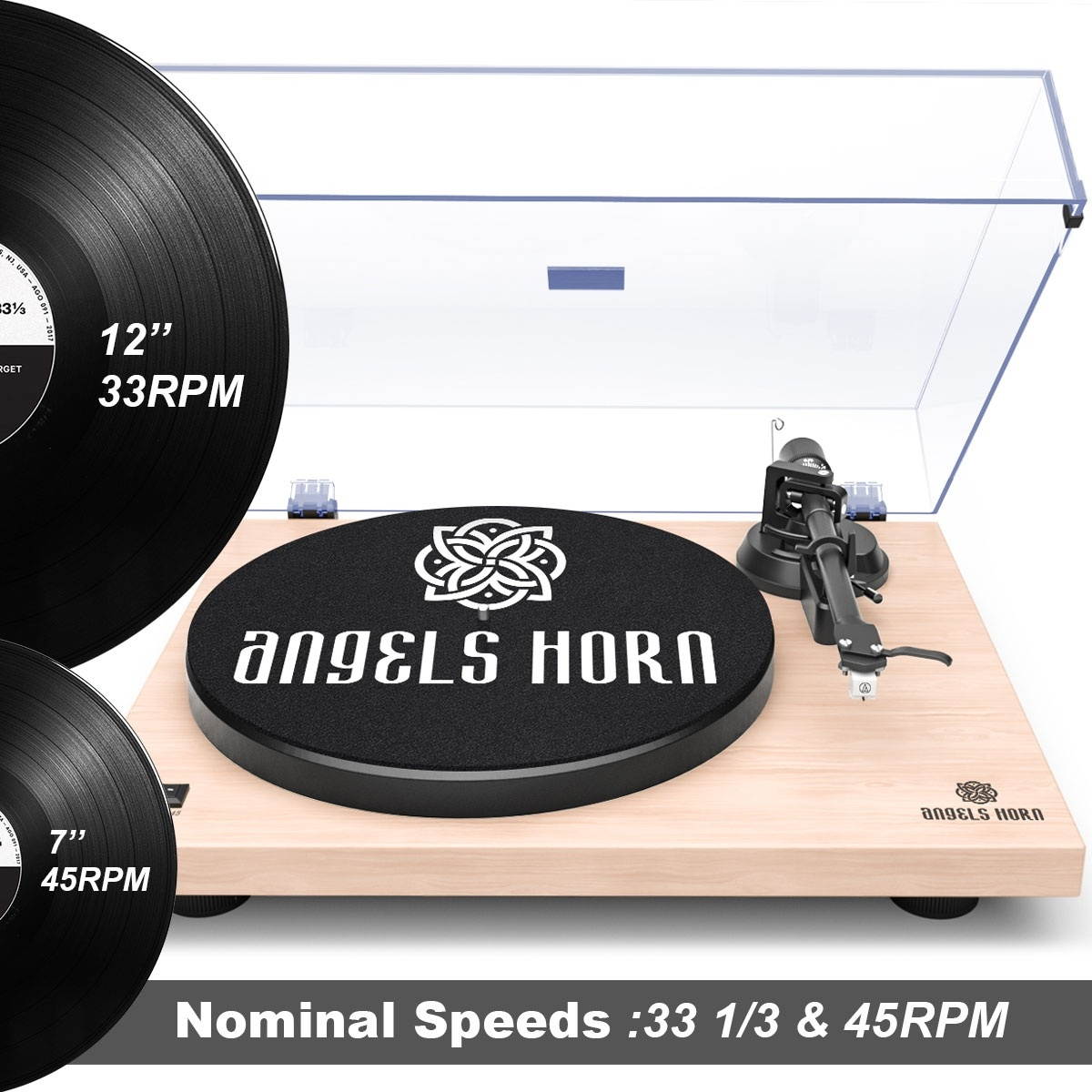 Wooden Record Player Turntable with Built-in Phono Preamp And Belt Drive