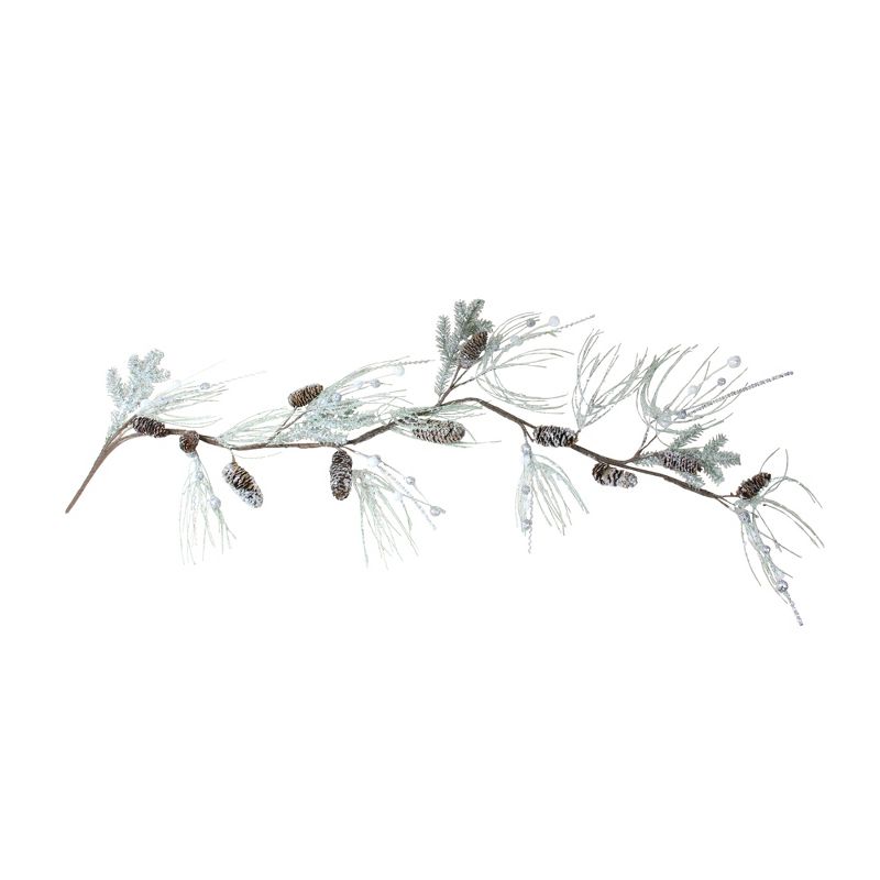 Transpac 5' Frosted Crystal Twig Pine Cone Winter Artificial Christmas Garland