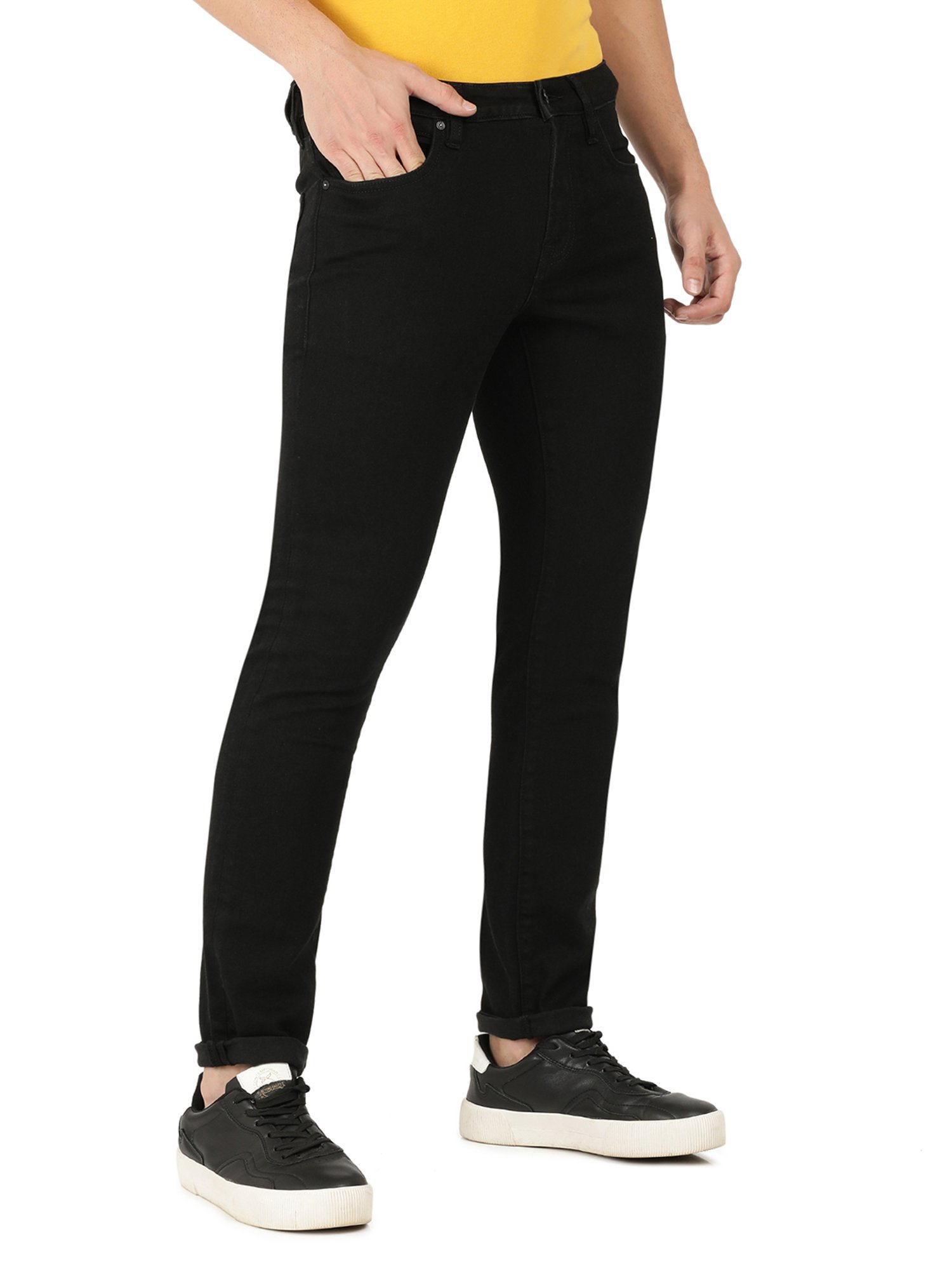 EVERBLUE Black Tapered slim Fit Midrise Stretchable Jeans