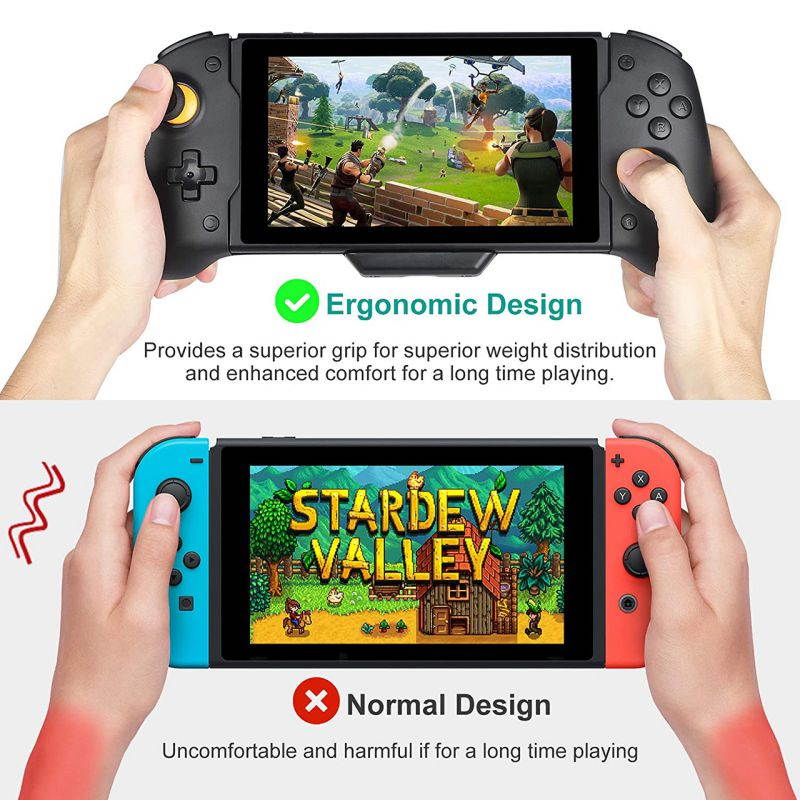 ROME CARE Wireless Controller for Nintendo Switch, Ergonomic Controller for Nintendo Switch with Gravity Induction of Six-Axis Gyroscope, Double Motor Vibration and Screen Capture Button/Black