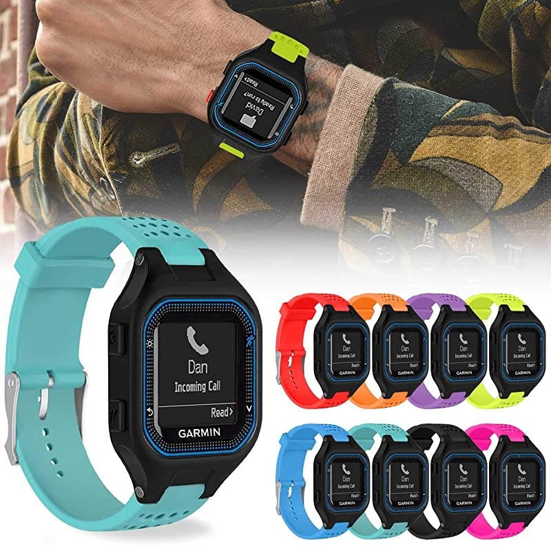 Bands Compatible with Garmin Forerunner 25 Soft Silicone Replacement Watch Band Strap for Garmin Forerunner 25 GPS Running Watch LTeal Large