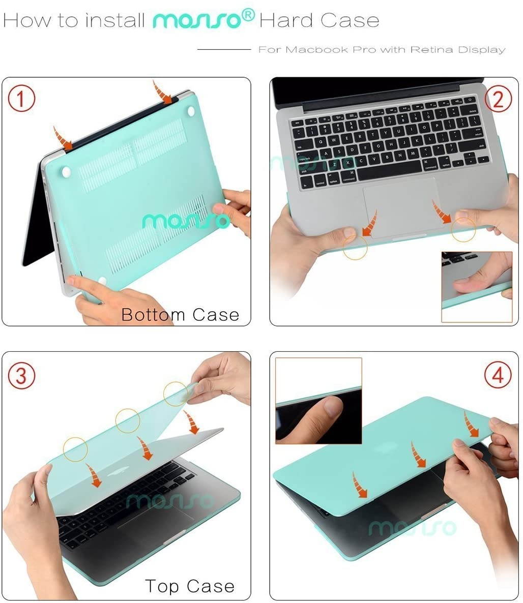 MOSISO Plastic Hard Shell Case & Keyboard Cover & Screen Protector Only Compatible with Older Version MacBook Pro Retina 15 inch (Model: A1398, Release 2015 - end 2012), Crystal Clear