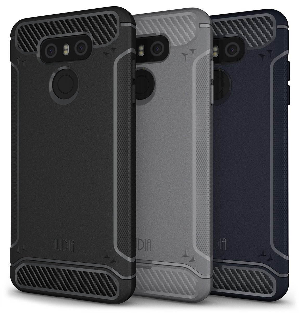 TUDIA Carbon Fiber Design Lightweight [TAMM] TPU Bumper Shock Absorption Case for LG G6 (Black)