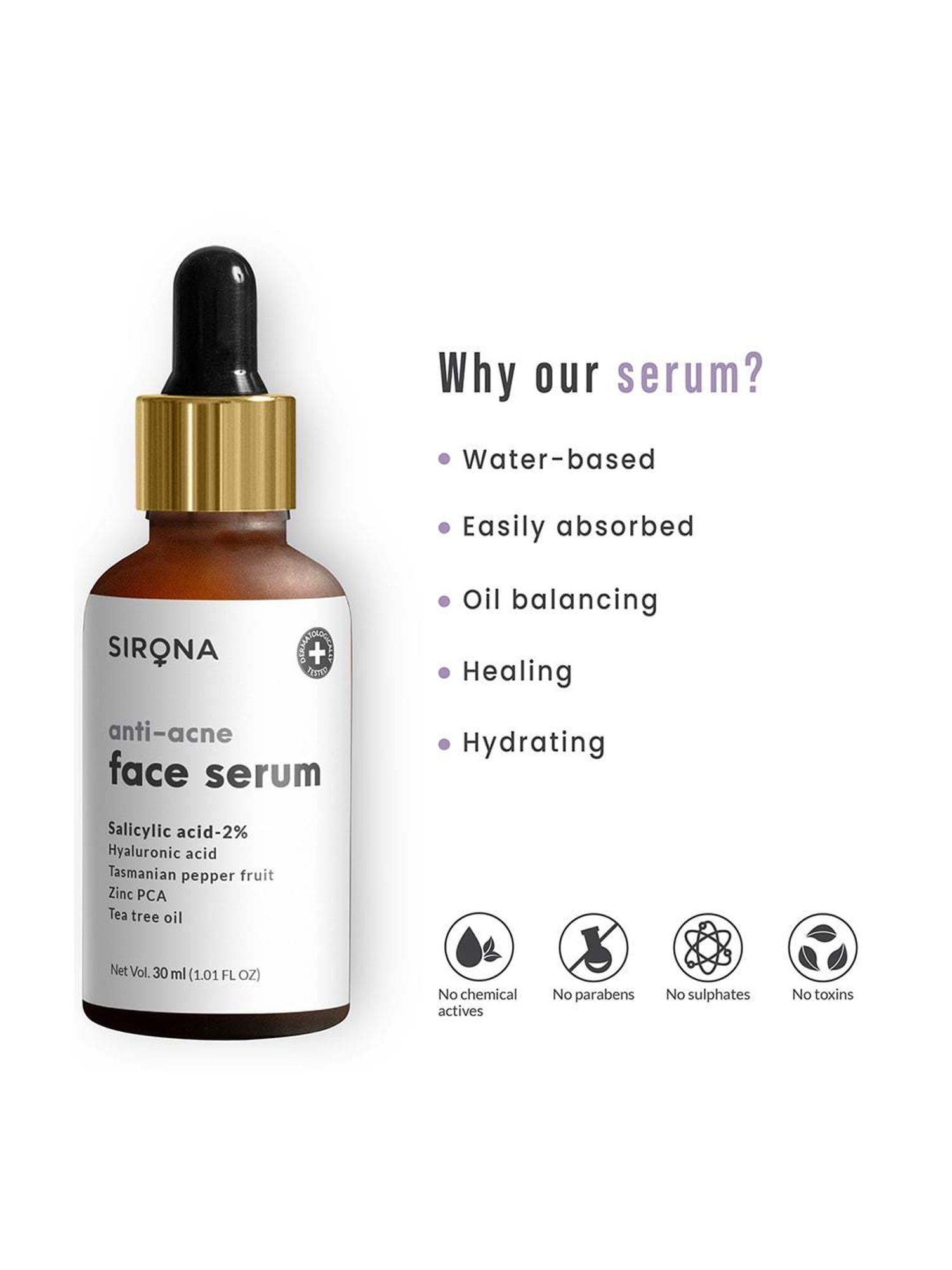 Sirona Anti Acne Face Serum with Natural Exfoliating Face Wash