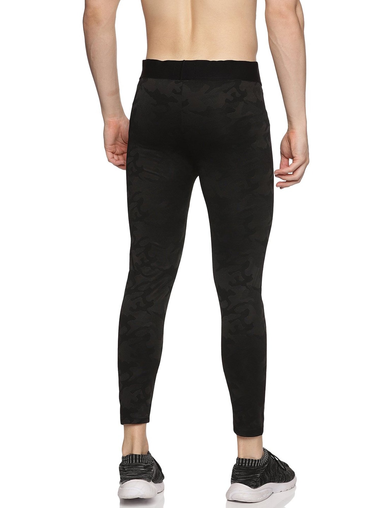 DOMIN8 Men Slim Fit Black Tights With Elasticated Waist