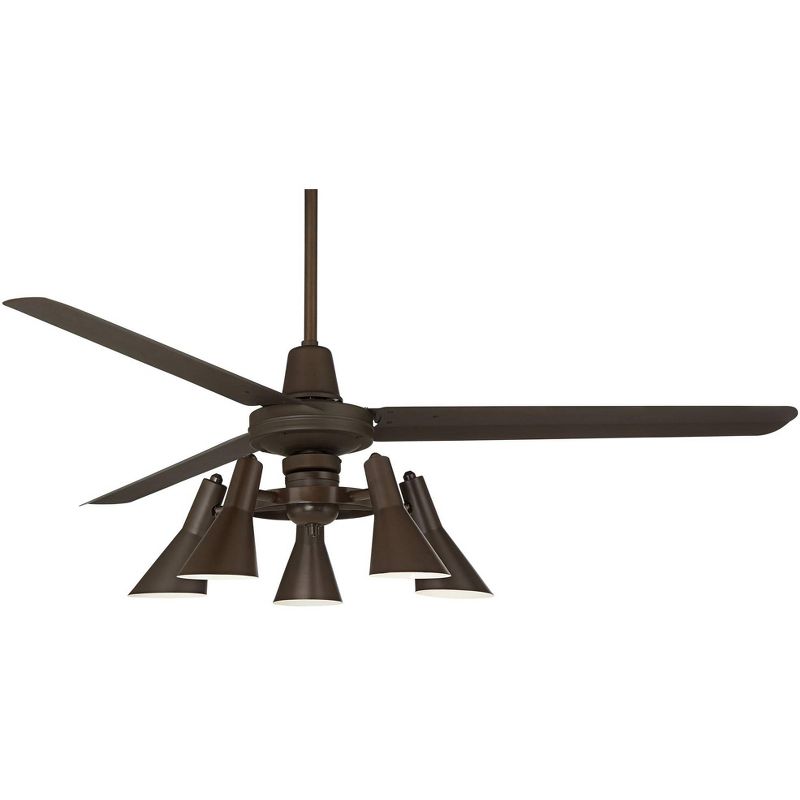 60" Casa Vieja Industrial Retro Ceiling Fan with Light LED Dimmable Remote Oil Rubbed Bronze Adjustable Head for Living Room
