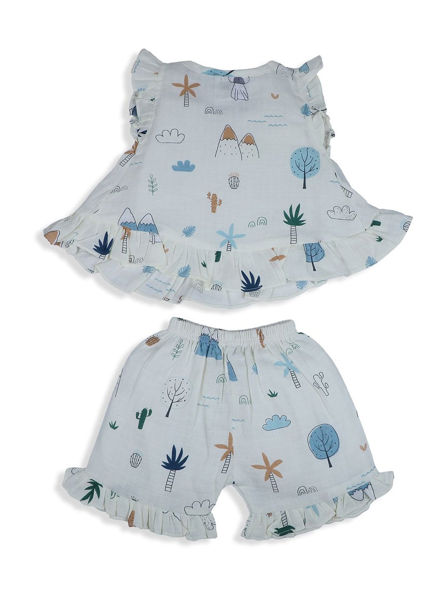 Baby Moo Kids Cream Printed Top Set