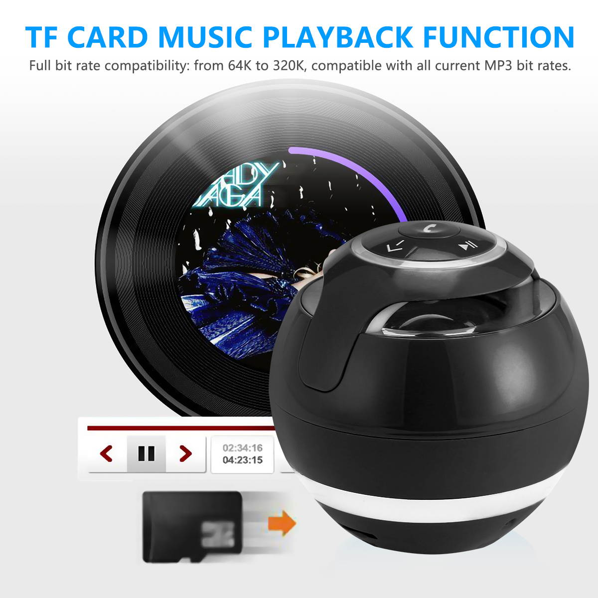 Wireless LED Mini Bluetooth Speaker Portable Super Bass Stereo USB/TF/FM Radio Black