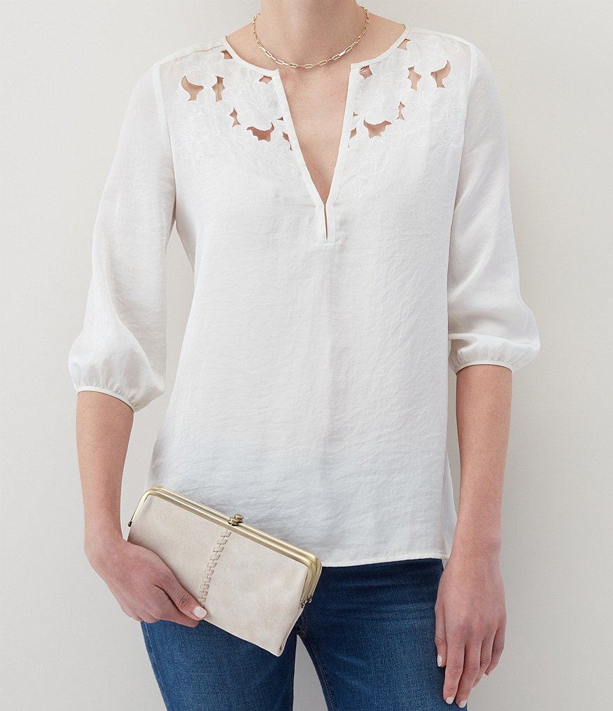 Fossil Liza Embossed Woven Zip Around Clutch Wallet