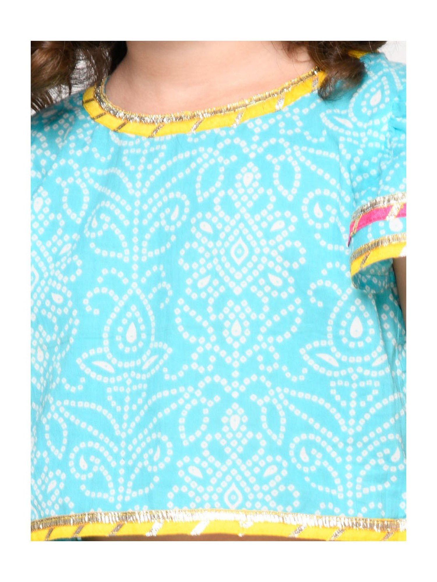 Saka Designs Kids Blue Printed Top with Sharara