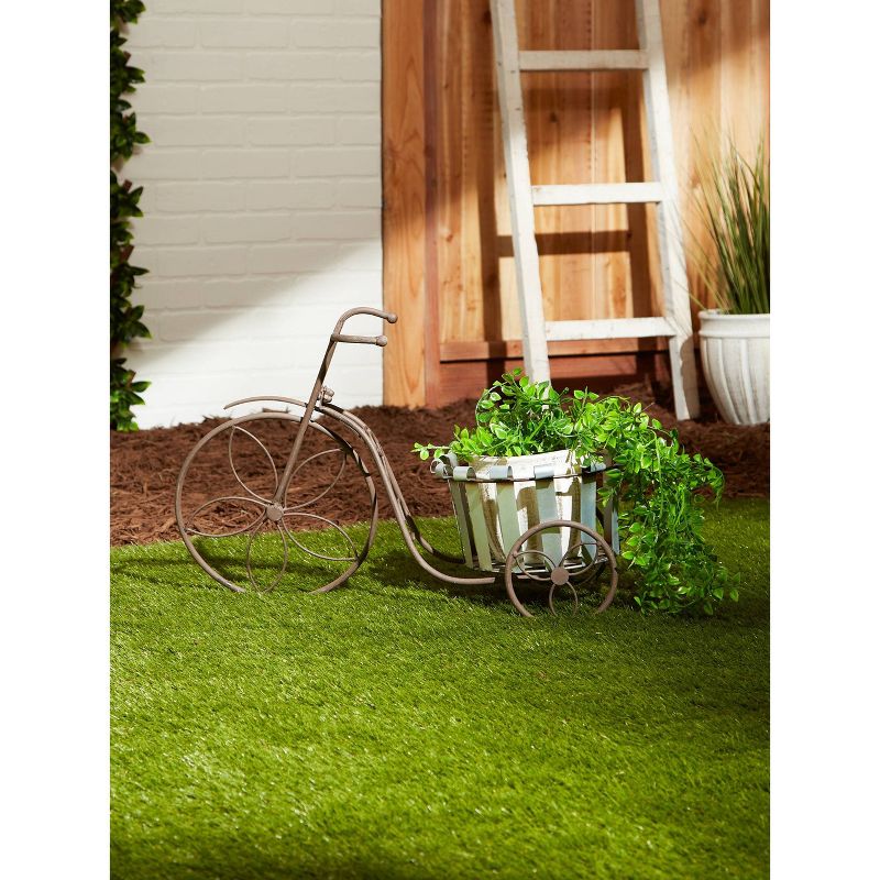 9.25" Indoor/Outdoor Iron Galvanized Bucket Bike Plant Stand Black - Zings & Things