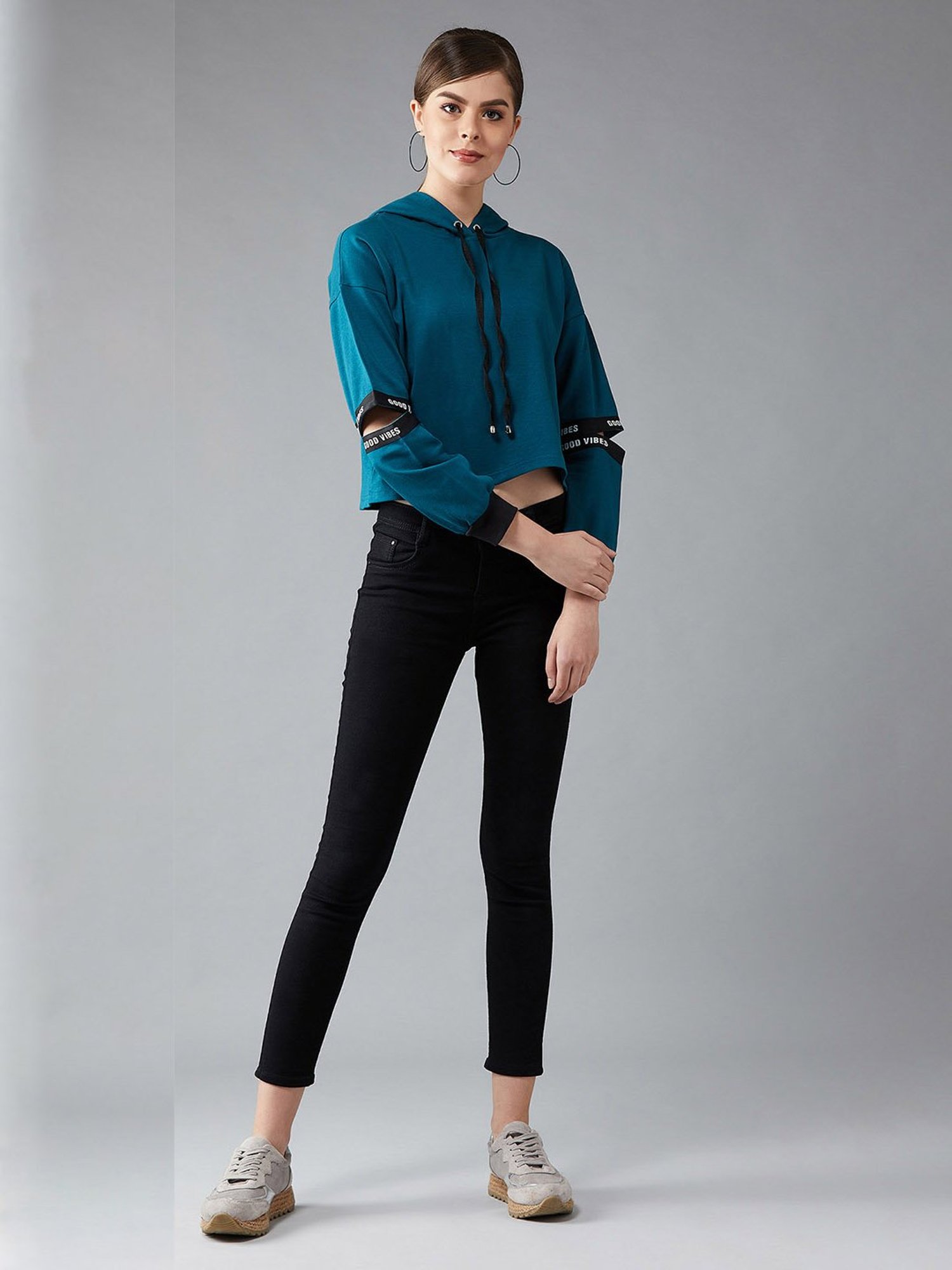 DOLCE CRUDO Turquoise Cotton Sweatshirt