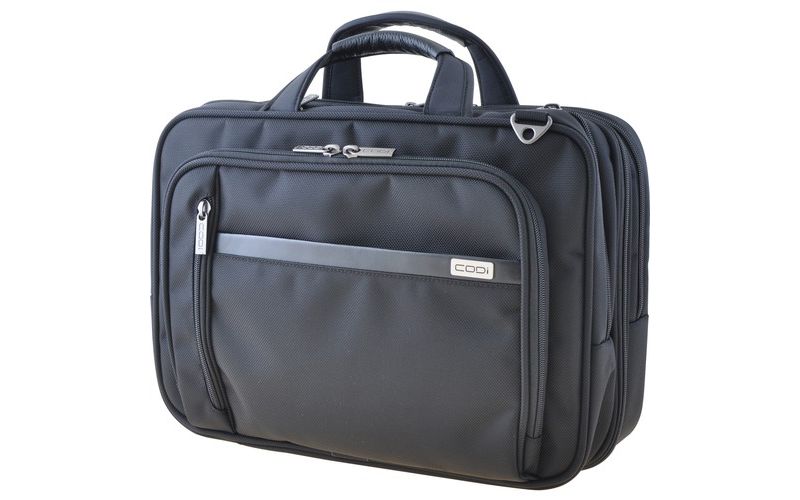 Codi Phantom Carrying Case (Messenger) for 16" Notebook - Black - Ballistic Nylon, Leather Handle - Checkpoint Friendly