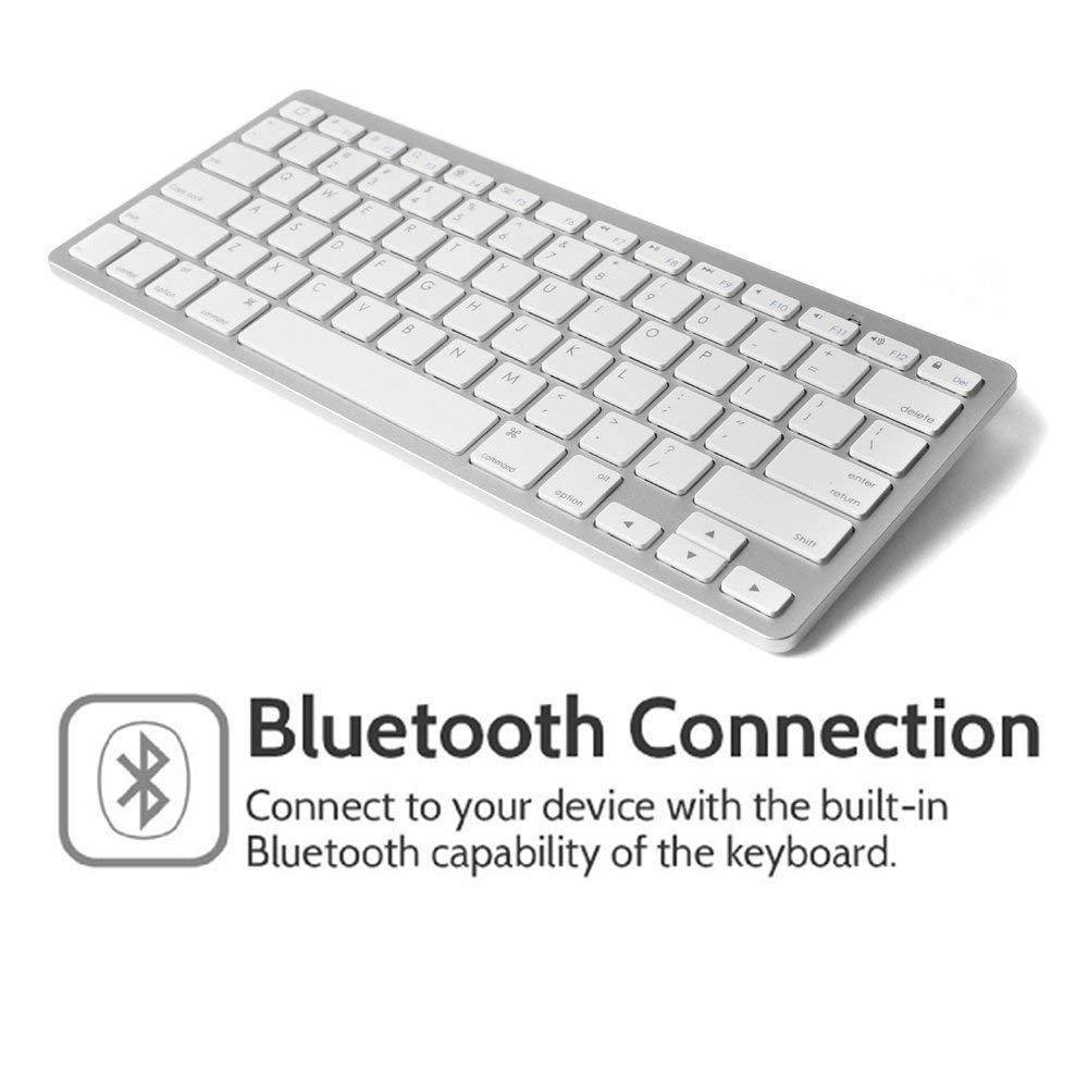 D Dingrich Compatible for Wireless Keyboard White - Windows, iOS, Mac OS, Android System - Computers, Tablets, Smart Phones - iPhone 8/iPhone 8plus/iPhone 7/iPhone 7plus Ultra-Slim (White)