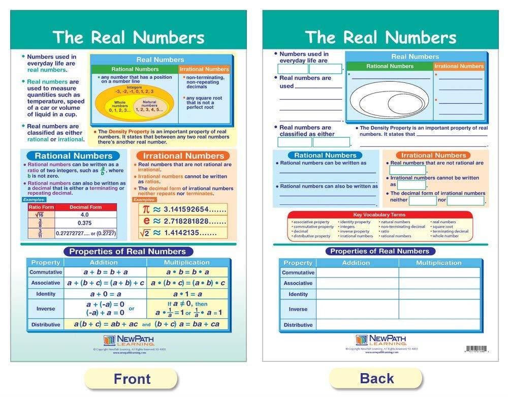NewPath Learning 93-6502 Integers, Rational and Real Numbers Bulletin Board Chart Set (Pack of 6)