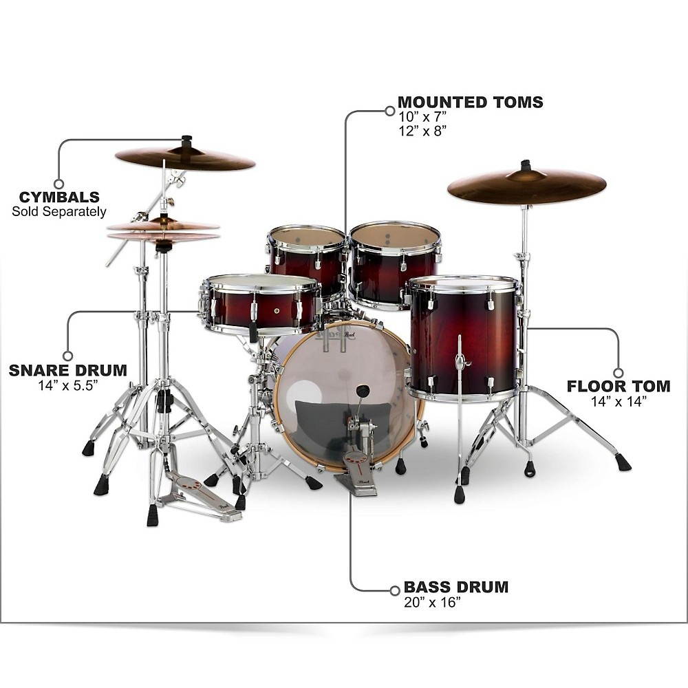 Pearl Decade Maple 5-Piece Shell Pack Gloss Deep Red Burst