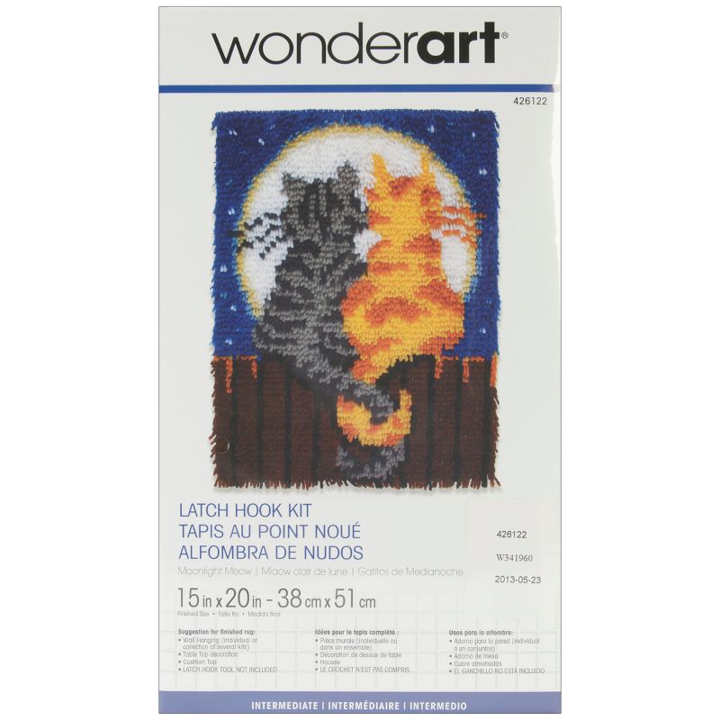Wonderart Latch Hook Kit 15"X20"-Moonlight Meow