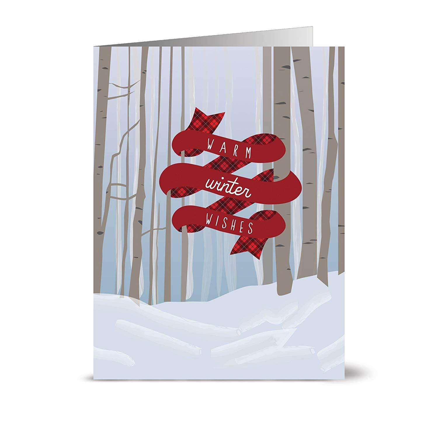 Warm Winter Wishes - 36 Holiday Note Cards - Blank Cards - Kraft Envelopes Included