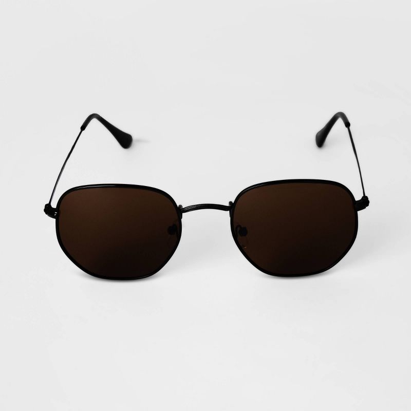 Men's Angular Round Metal Sunglasses - Goodfellow & Co™ Black