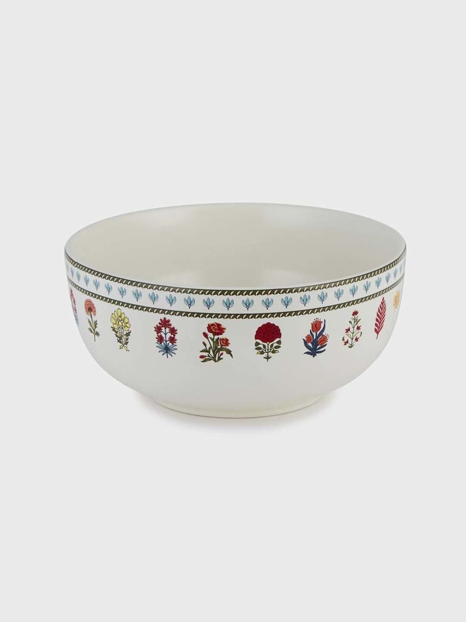 Fabindia Home Ramya Red & White Ceramic Small Serving Bowl (800ml)