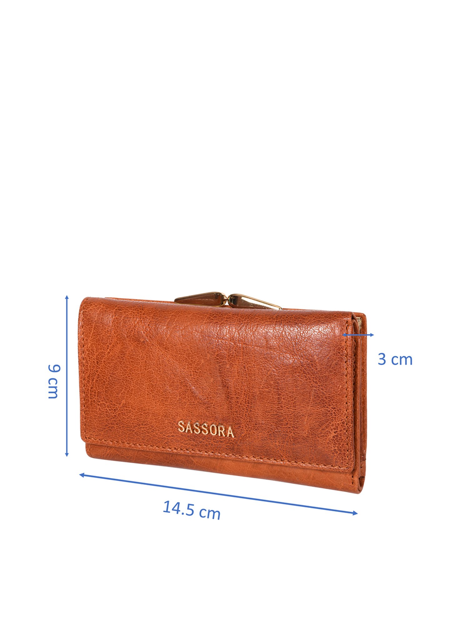 SASSORA Brown Solid Rfid Tri-Fold Wallet for Women