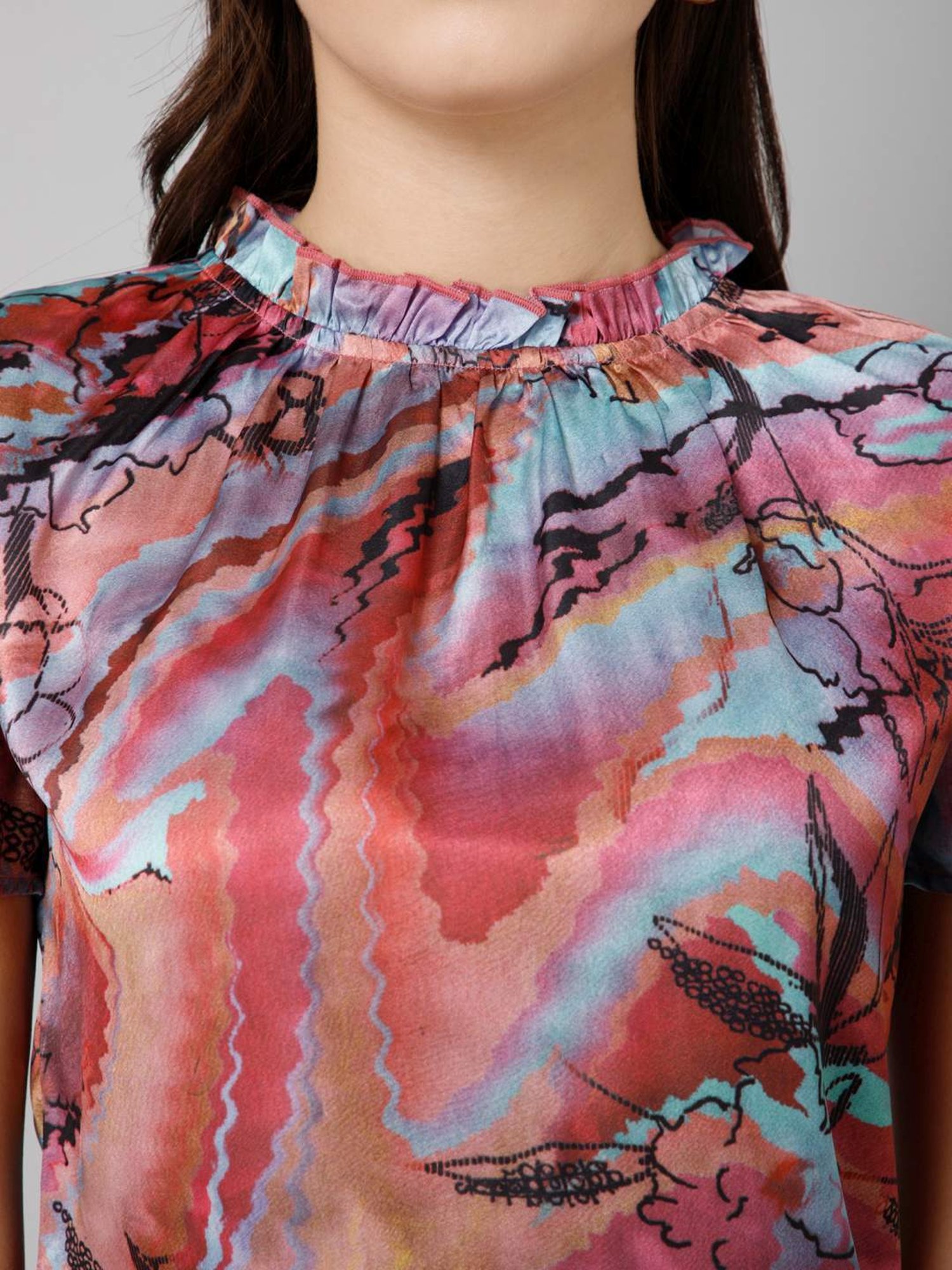 PURYS Multicolored Printed Top
