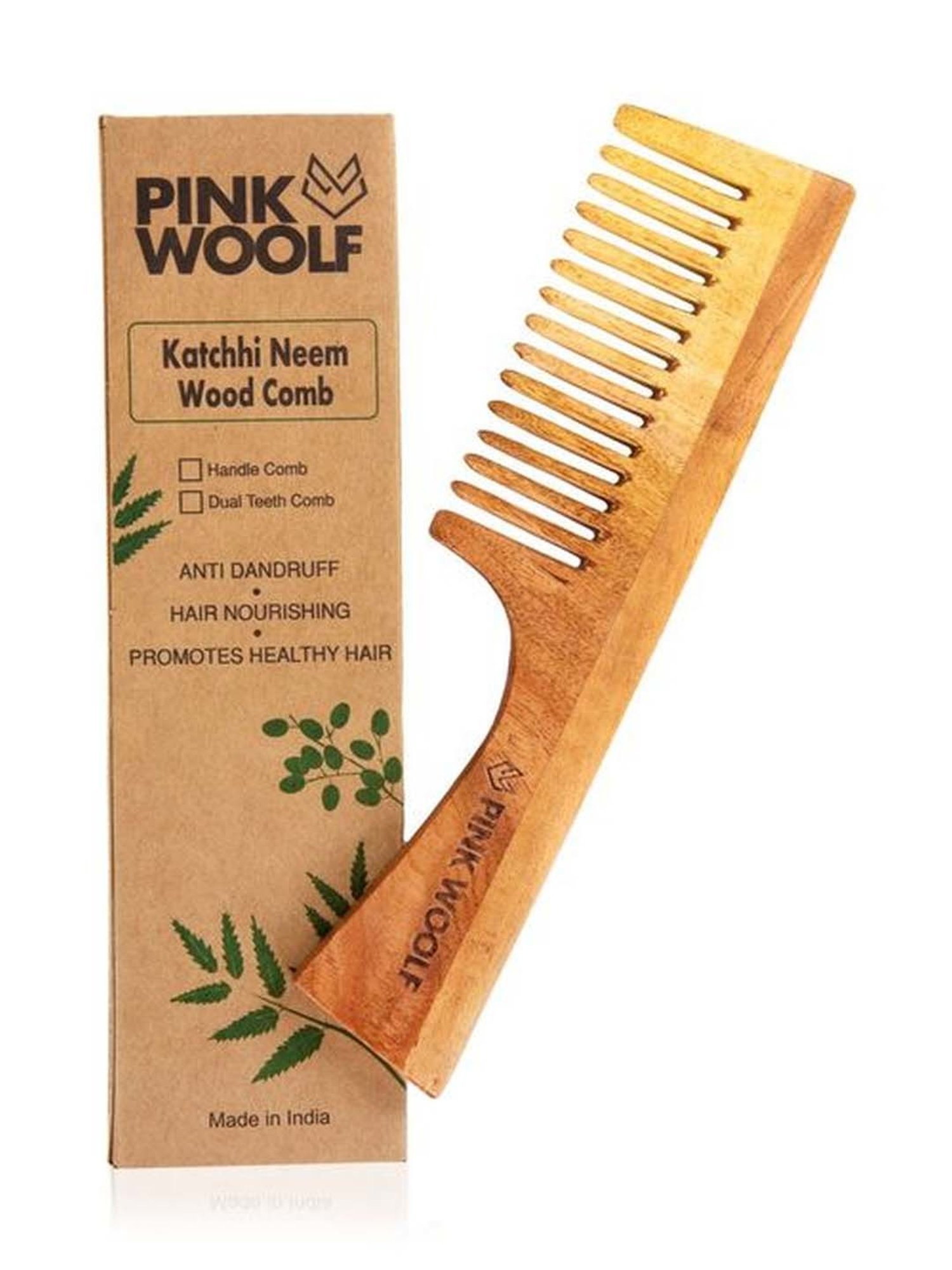 Pink Woolf Handmade Neem Wooden Comb Combo Women & Men