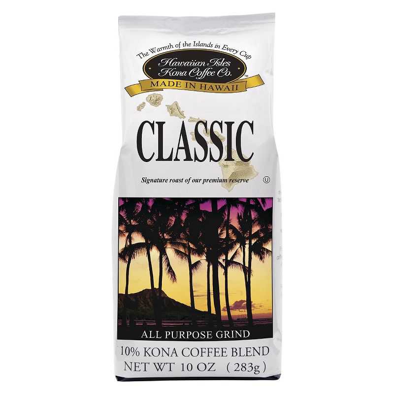 Hawaiian Isles Classic Kona Blend Medium Roast Ground Coffee - 10oz