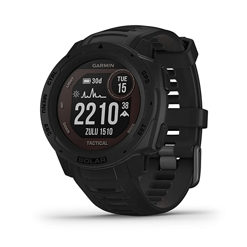 Instinct Solar Tactical, Solar-Powered Rugged Outdoor Smartwatch with Tactical Features, Built-in Sports Apps and Health Monitoring, Black