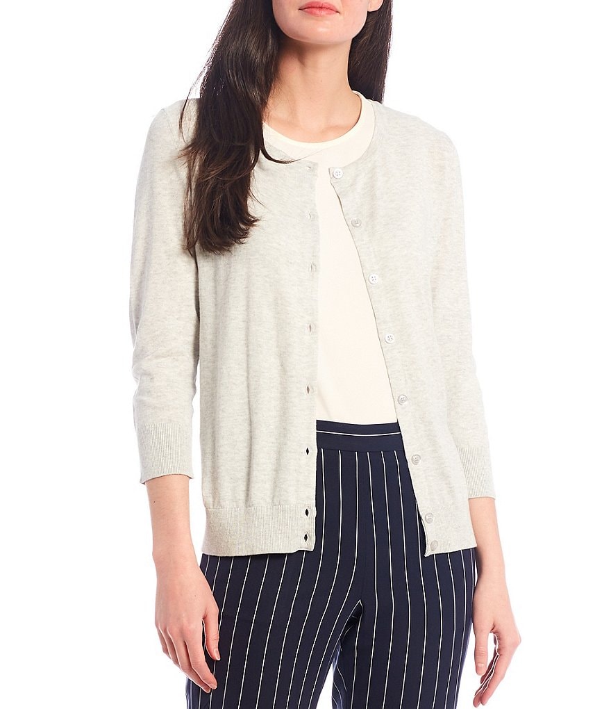 J.McLaughlin Jamey Crew Neck Button Trim Raglan Sleeve Sweater