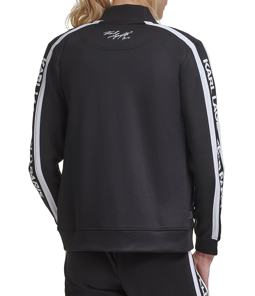 KARL LAGERFELD PARIS Block Letter Athleisure Long Sleeve Zip Jacket