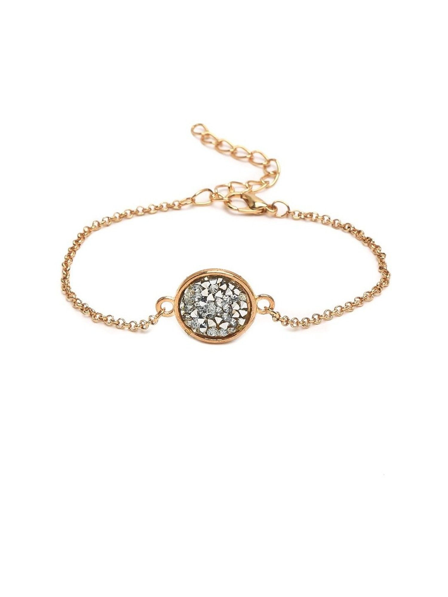 YouBella Women Gold-Plated & White Wraparound Flexible fit Bracelet