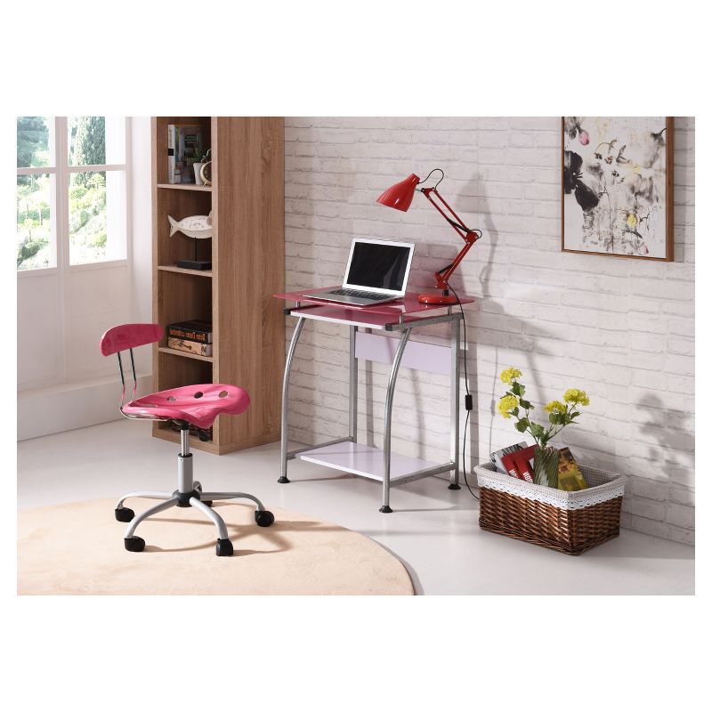 Computer Desk Pink - Hodedah Import