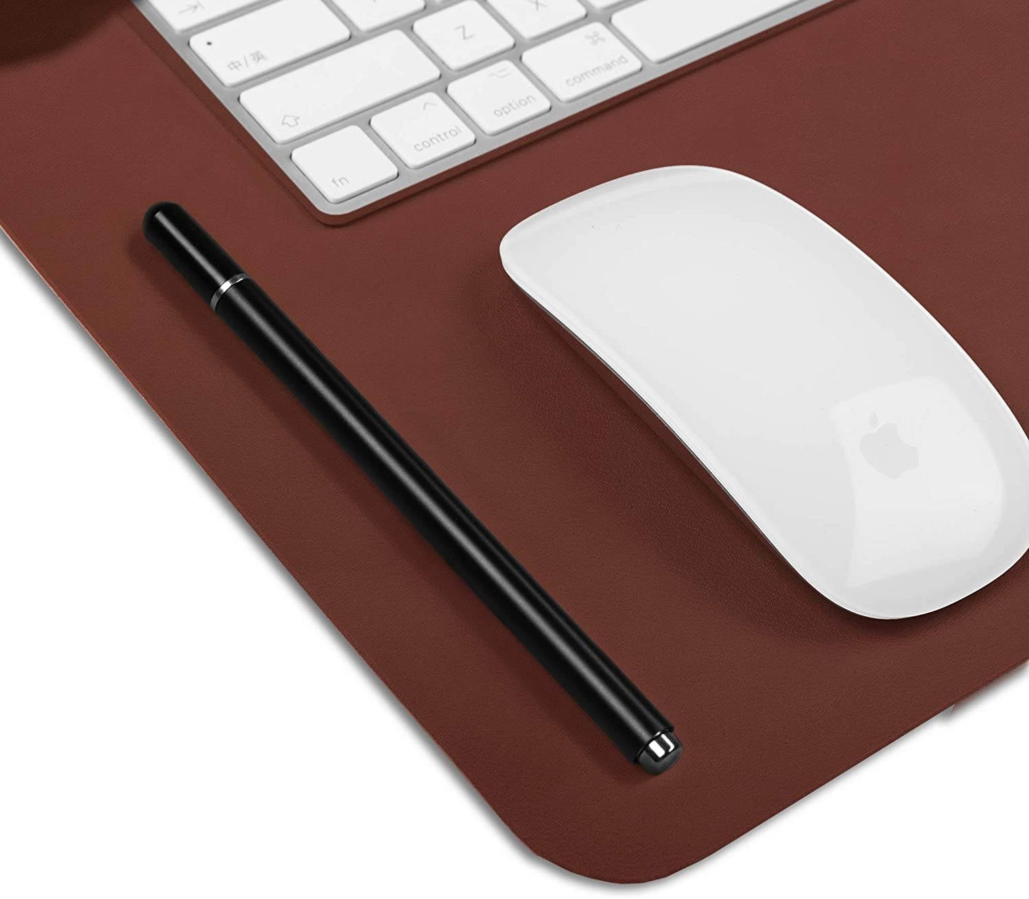 Leather Desk Pad ProtectorMouse PadOffice Desk Mat Non-Slip PU Leather Desk BlotterLaptop Desk PadWaterproof Desk Writing Pad for Office and Home (23.6 x 13.7 Rufous)