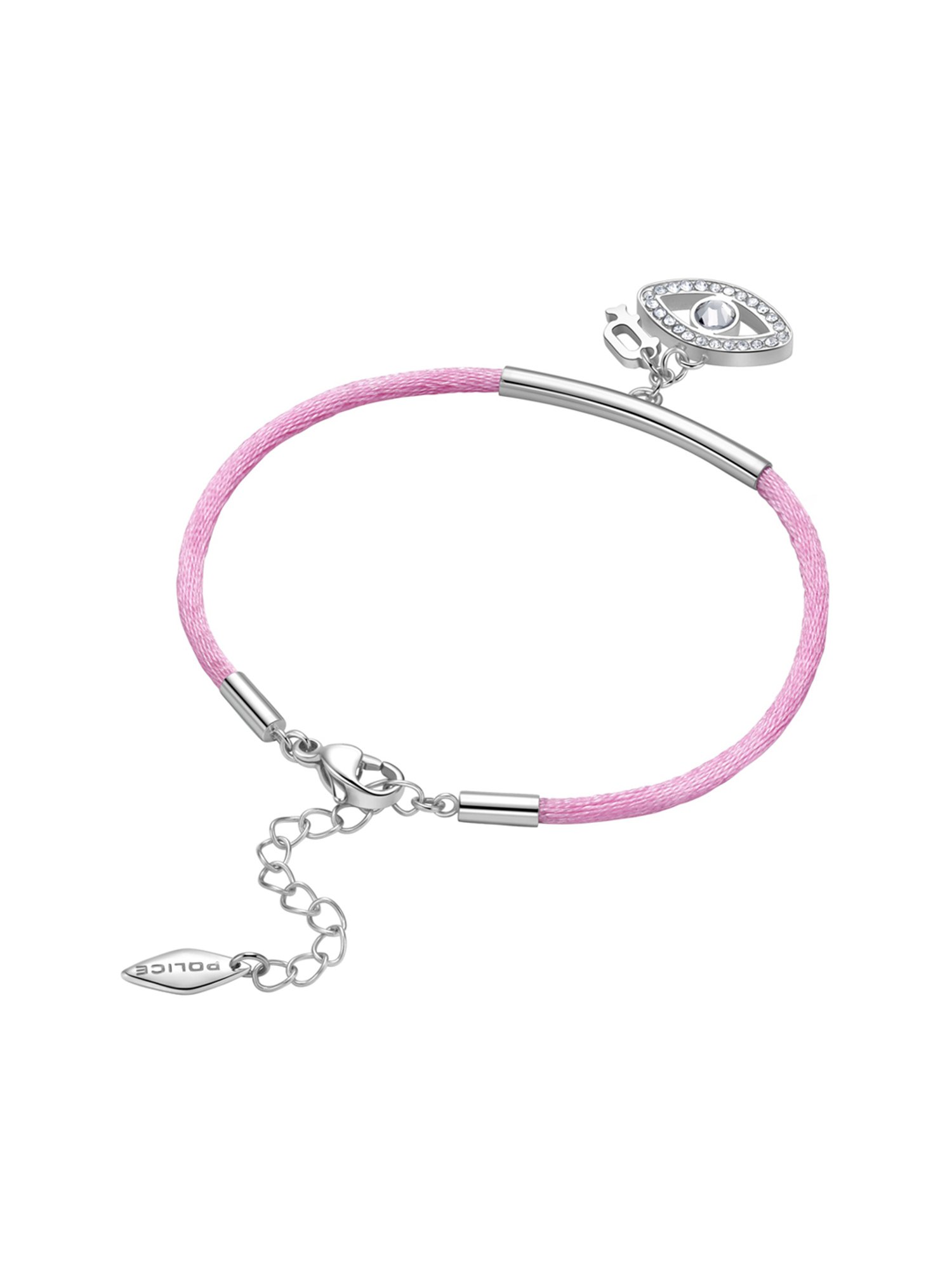 Police Eye Charms Crystals Flexible fit Pink Flexible fit Bracelet for Women