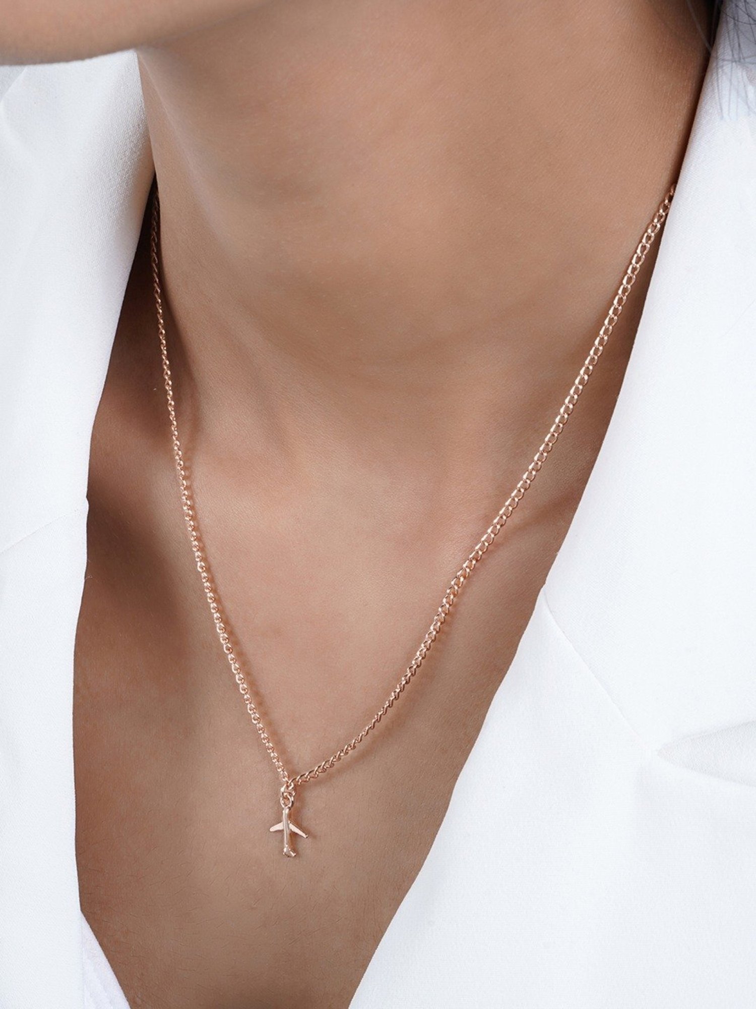 Joker & Witch Rose-Gold Tone Fly High Rose Charm Necklace