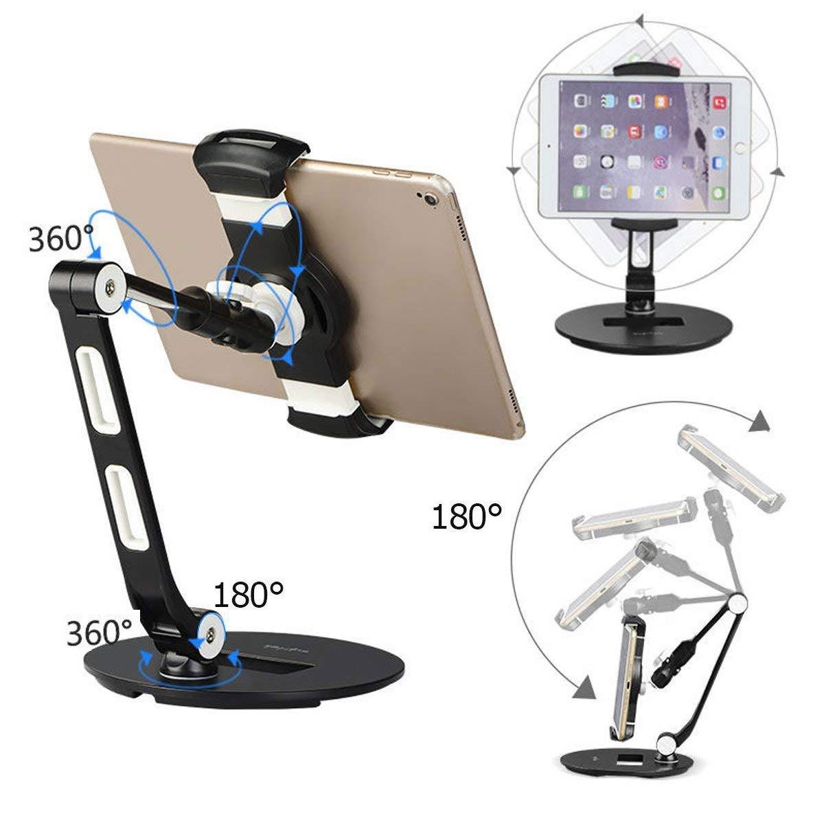Suptek Aluminum Tablet Desk Stand for iPad, iPhone, Samsung, Asus and More 4.7-12.9 inch Devices, 360&deg; Flexible Cell Phone Holder Mount, Good for Bed, Kitchen, Office (YF208D)