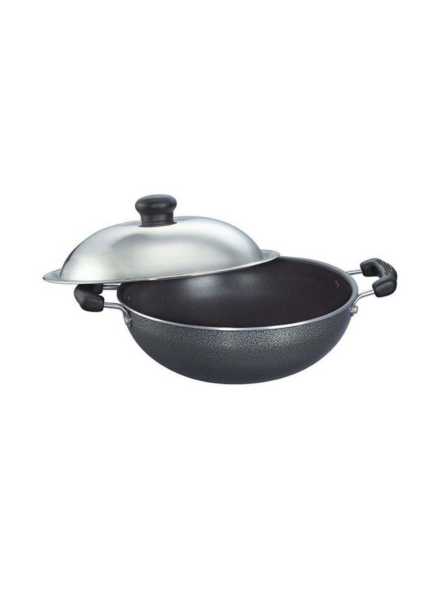 Prestige Omega Black Select Plus Round Base 200 mm Kadai with SS Lid - Set of 1