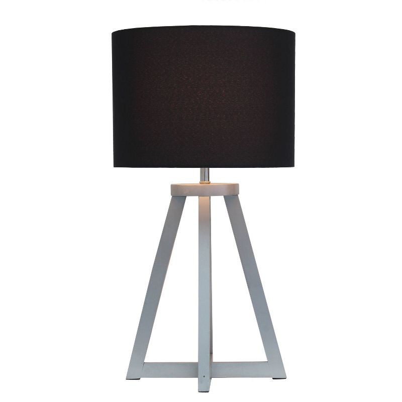 Wood Interlocked Triangular Table Lamp with Fabric Shade Black - Simple Designs