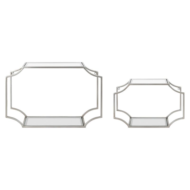 2pc 18" Ciel Modern Glam Metal Wall Shelf Set Silver - Kate & Laurel All Things Decor