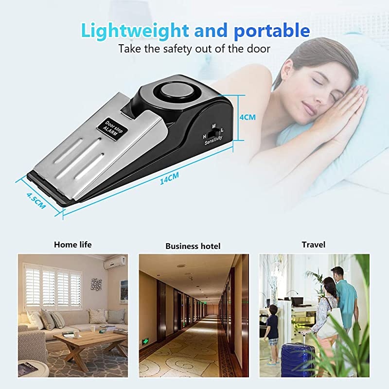Upgraded Door Stop Alarm 3-Pack, Door Stoppers Security Alarm with 120 dB - Great Gift for Traveling Hotel Home Apartment Door Stopper Security Tools