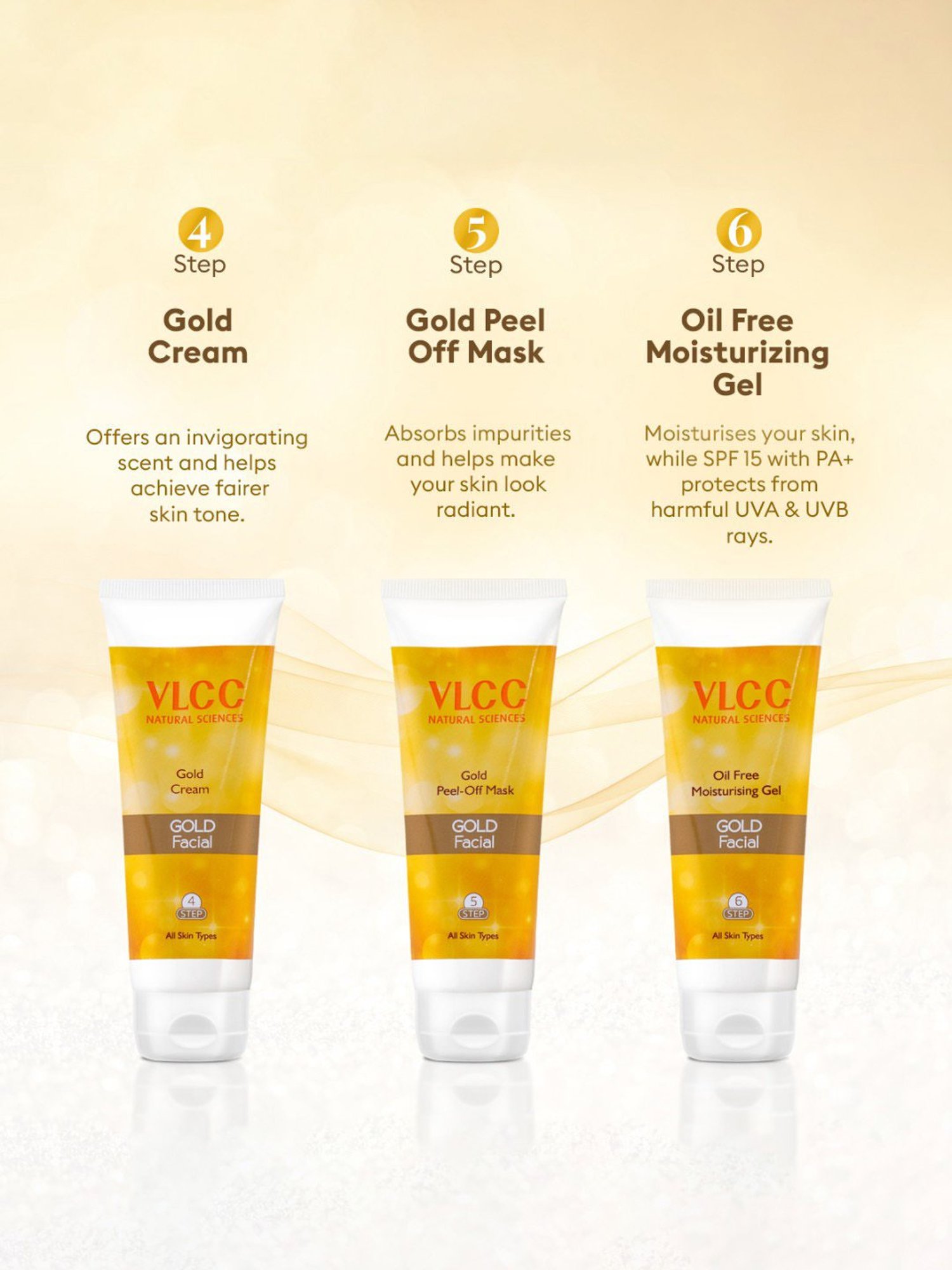 VLCC Gold Facial Kit with Free Rose Water Toner