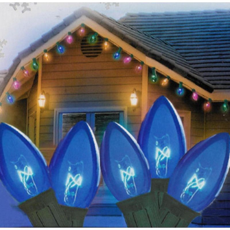 J. Hofert Co 25ct Transparent C7 Christmas String Lights Green Wire - Blue