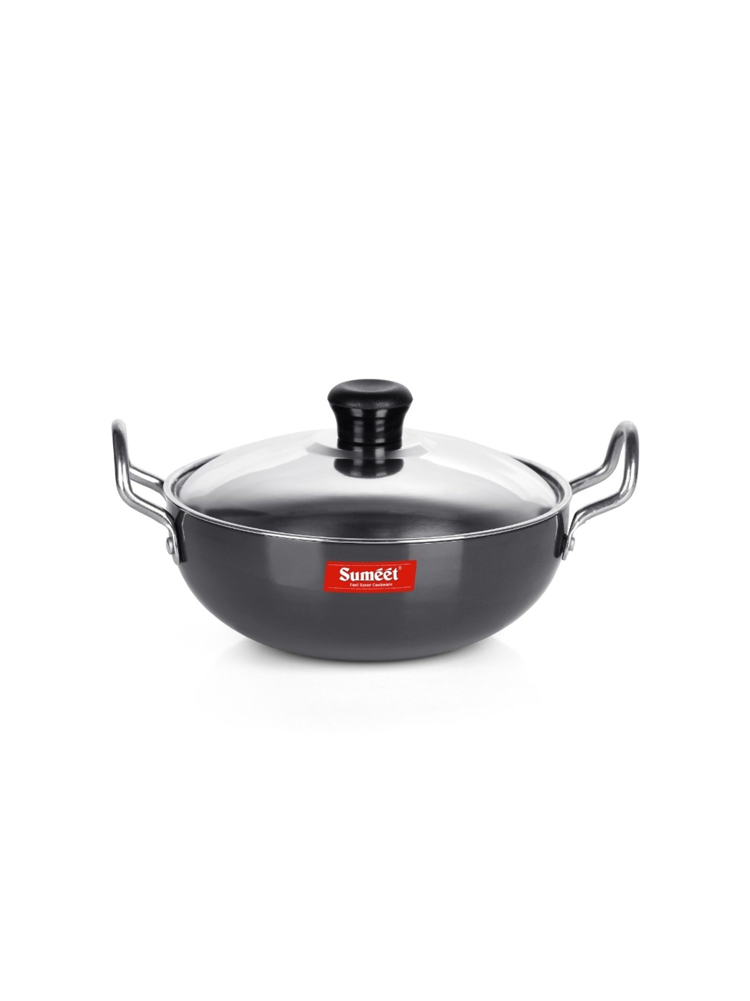 Sumeet 3mm Hardanodised Deep kadhai with S.S. Lid. No. - 9  16cm Dia. 0.5 Ltr Capacity