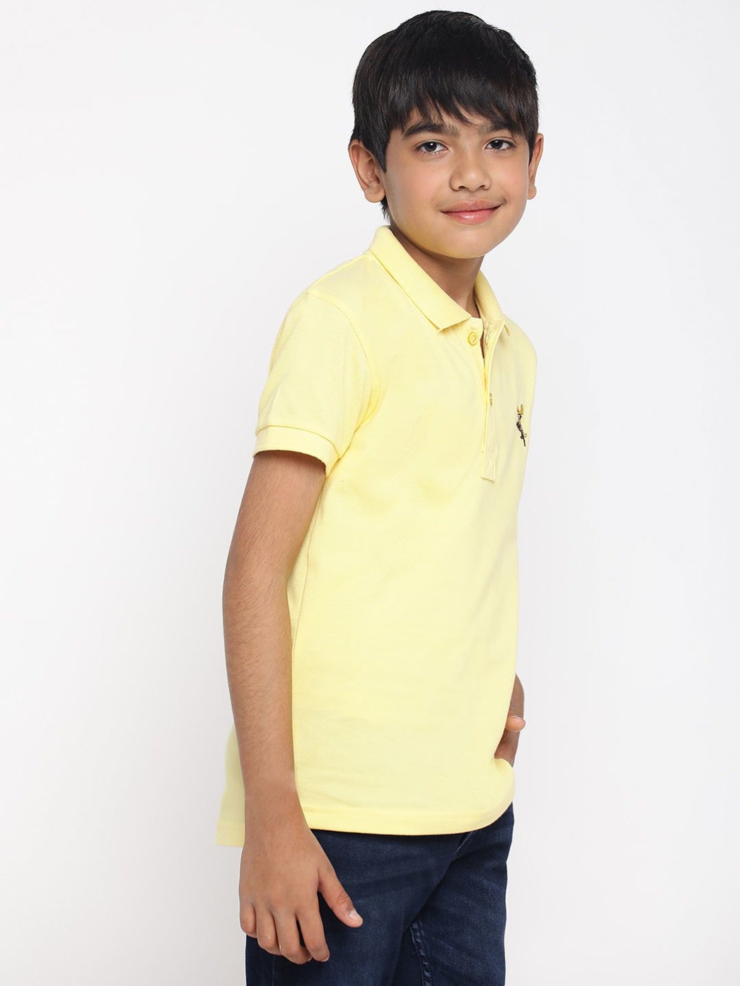 Lil Tomatoes Kids Yellow Solid Polo T-Shirt