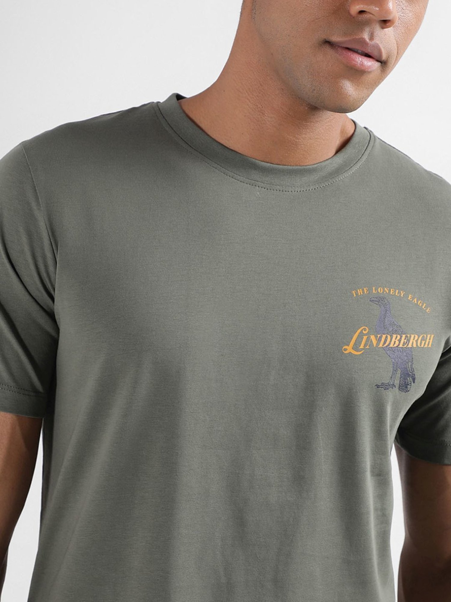Lindbergh Green Cotton Regular Fit T-Shirt