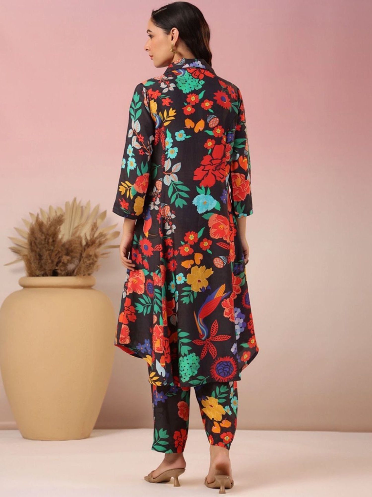 Autumnlane Black Dhwani Onyx Digital Print Tunic with Pant Co-Ord Set